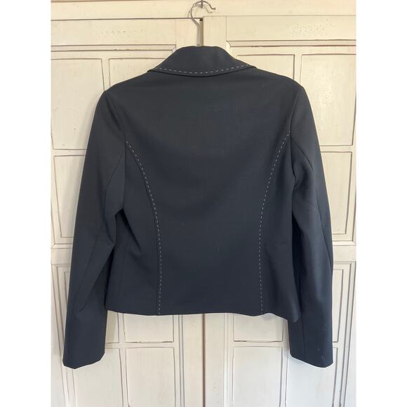 Paola Frani size 8 black zip up jacket or blazer with white stitching detail - Picture 4 of 6